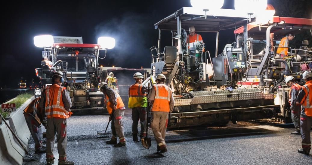 Travaux de nuit sur autoroute